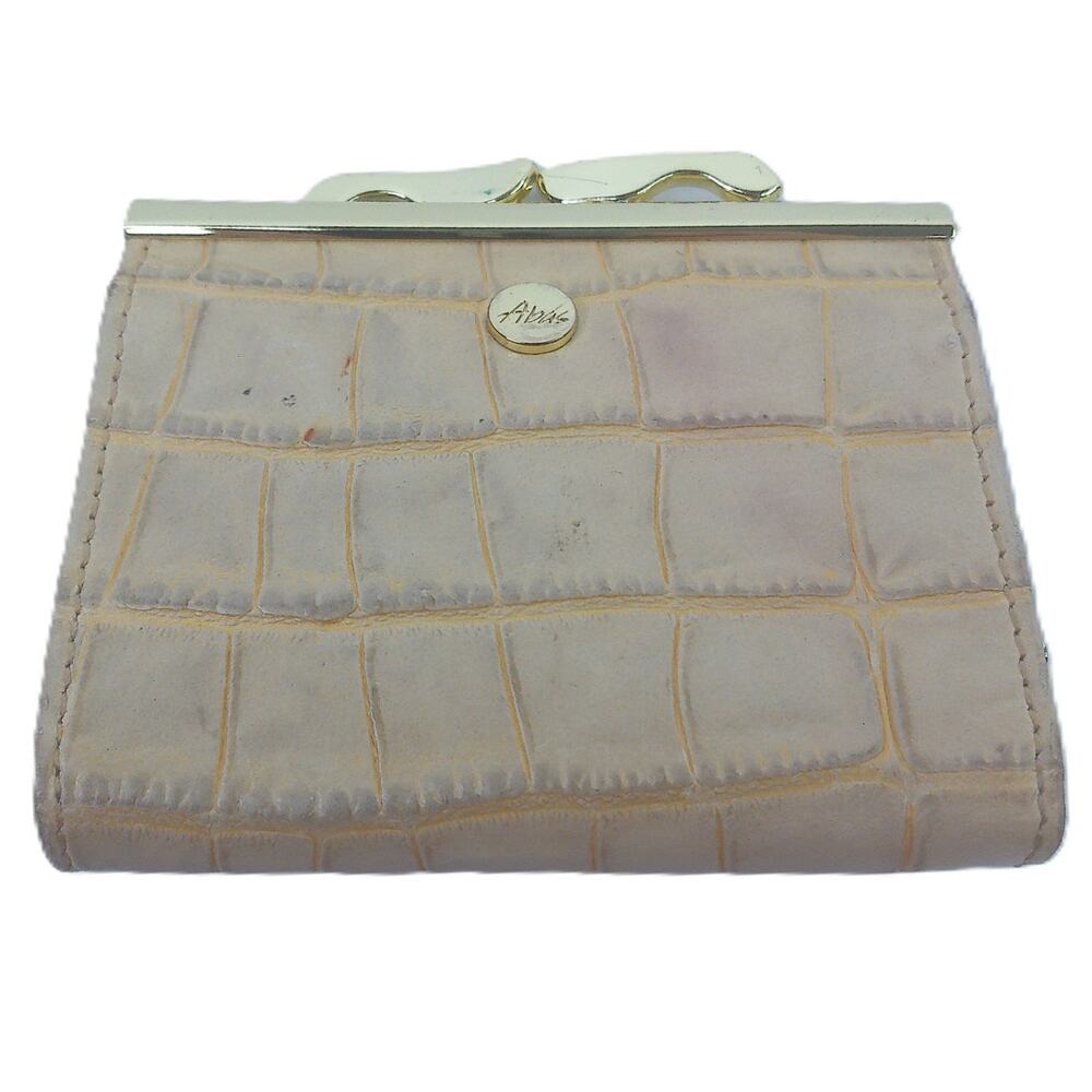 Vintage Abas Alligator Embossed Leather Kiss Lock Wallet Coin Purse